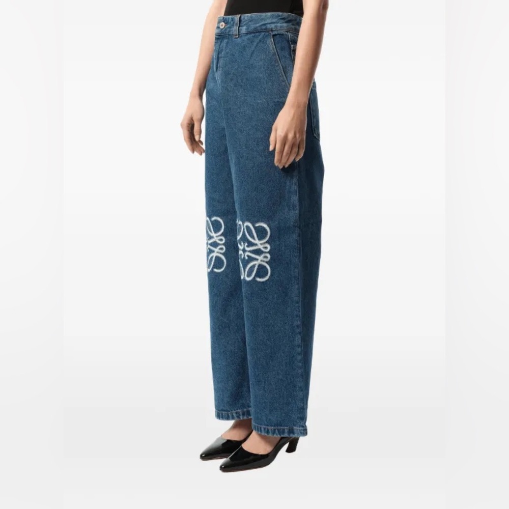 Loewe Blue Wide-Leg Embroidered Jeans - Picture 3 of 8